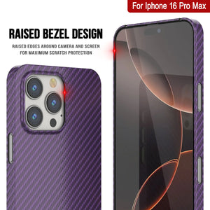 Funda Punkcase de fibra de carbono para iPhone 16 Pro Max [Serie AramidShield], ultradelgada y ligera, de Kevlar [morada]