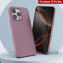 Load image into Gallery viewer, Funda Punkcase de fibra de carbono para iPhone 16 Pro Max [Serie AramidShield], ultradelgada y ligera, de Kevlar [rosa]
