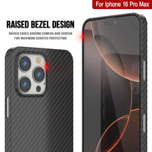 Cargar imagen en el visor de la galería, Funda Punkcase de fibra de carbono para iPhone 16 Pro Max [Serie AramidShield], ultradelgada y ligera, de Kevlar [negra]
