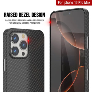 Funda Punkcase de fibra de carbono para iPhone 16 Pro Max [Serie AramidShield], ultradelgada y ligera, de Kevlar [negra]