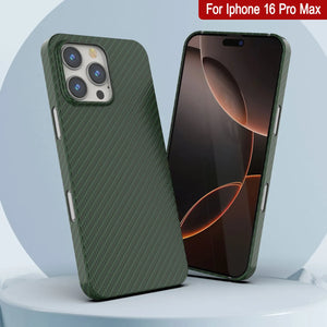 Funda Punkcase de fibra de carbono para iPhone 16 Pro Max [Serie AramidShield] Kevlar ultradelgada y ligera [Verde]