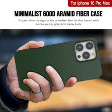 Load image into Gallery viewer, Funda Punkcase de fibra de carbono para iPhone 16 Pro Max [Serie AramidShield] Kevlar ultradelgada y ligera [Verde]
