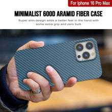 Cargar imagen en el visor de la galería, Funda Punkcase de fibra de carbono para iPhone 16 Pro Max [Serie AramidShield], ultradelgada y ligera, de Kevlar [azul]
