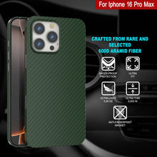 Load image into Gallery viewer, Funda Punkcase de fibra de carbono para iPhone 16 Pro Max [Serie AramidShield] Kevlar ultradelgada y ligera [Verde]
