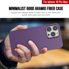 Load image into Gallery viewer, Funda Punkcase de fibra de carbono para iPhone 16 Pro Max [Serie AramidShield], ultradelgada y ligera, de Kevlar [morada]
