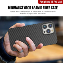 Cargar imagen en el visor de la galería, Funda Punkcase de fibra de carbono para iPhone 16 Pro Max [Serie AramidShield], ultradelgada y ligera, de Kevlar [negra]

