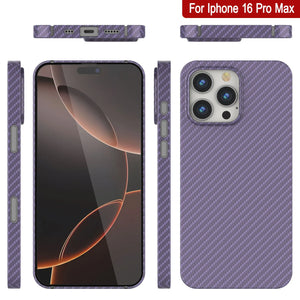 Funda Punkcase de fibra de carbono para iPhone 16 Pro Max [Serie AramidShield], ultradelgada y ligera, de Kevlar [lila]