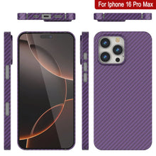 Load image into Gallery viewer, Funda Punkcase de fibra de carbono para iPhone 16 Pro Max [Serie AramidShield], ultradelgada y ligera, de Kevlar [morada]
