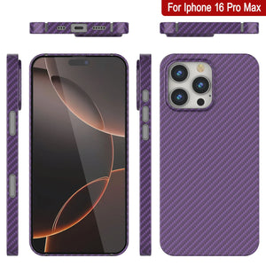 Funda Punkcase de fibra de carbono para iPhone 16 Pro Max [Serie AramidShield], ultradelgada y ligera, de Kevlar [morada]