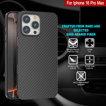 Cargar imagen en el visor de la galería, Funda Punkcase de fibra de carbono para iPhone 16 Pro Max [Serie AramidShield], ultradelgada y ligera, de Kevlar [negra]
