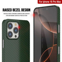 Load image into Gallery viewer, Funda Punkcase de fibra de carbono para iPhone 16 Pro Max [Serie AramidShield] Kevlar ultradelgada y ligera [Verde]
