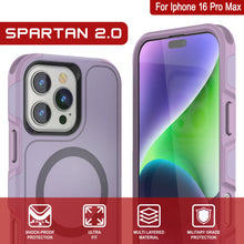 Cargar imagen en el visor de la galería, Funda PunkCase para iPhone 16 Pro Max, [Serie Spartan 2.0], transparente, resistente y duradera, con protector de pantalla incorporado [lila]
