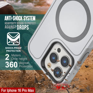 Funda PunkCase para iPhone 16 Pro Max, [Serie Spartan 2.0], transparente, resistente y duradera, con protector de pantalla incorporado [blanco]