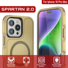 Cargar imagen en el visor de la galería, Funda PunkCase para iPhone 16 Pro Max, [Serie Spartan 2.0], transparente, resistente y duradera, con protector de pantalla incorporado [amarillo]

