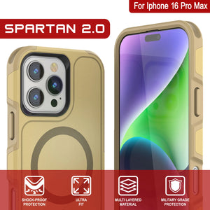Funda PunkCase para iPhone 16 Pro Max, [Serie Spartan 2.0], transparente, resistente y duradera, con protector de pantalla incorporado [amarillo]