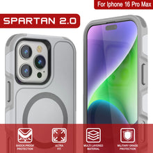 Cargar imagen en el visor de la galería, Funda PunkCase para iPhone 16 Pro Max, [Serie Spartan 2.0], transparente, resistente y duradera, con protector de pantalla incorporado [blanco]
