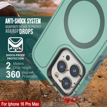 Cargar imagen en el visor de la galería, Funda PunkCase para iPhone 16 Pro Max, [Serie Spartan 2.0], transparente, resistente y duradera, con protector de pantalla incorporado [verde azulado]

