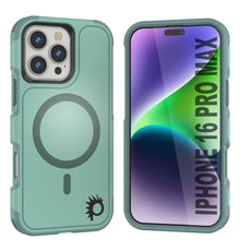 Cargar imagen en el visor de la galería, Funda PunkCase para iPhone 16 Pro Max, [Serie Spartan 2.0], transparente, resistente y duradera, con protector de pantalla incorporado [verde azulado]
