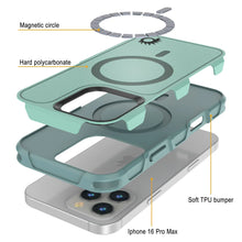 Cargar imagen en el visor de la galería, Funda PunkCase para iPhone 16 Pro Max, [Serie Spartan 2.0], transparente, resistente y duradera, con protector de pantalla incorporado [verde azulado]
