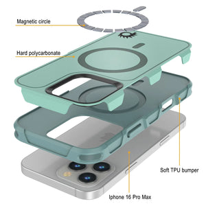 Funda PunkCase para iPhone 16 Pro Max, [Serie Spartan 2.0], transparente, resistente y duradera, con protector de pantalla incorporado [verde azulado]