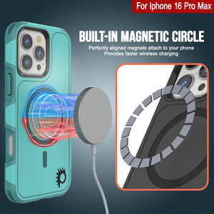 Funda PunkCase para iPhone 16 Pro Max, [Serie Spartan 2.0], transparente, resistente y duradera, con protector de pantalla incorporado [azul]