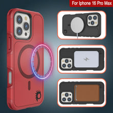 Cargar imagen en el visor de la galería, Funda PunkCase para iPhone 16 Pro Max, [Serie Spartan 2.0], transparente, resistente y duradera, con protector de pantalla incorporado [rojo]

