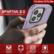 Cargar imagen en el visor de la galería, Funda PunkCase para iPhone 16 Pro Max, [Serie Spartan 2.0], transparente, resistente y duradera, con protector de pantalla incorporado [lila]
