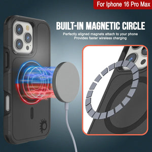 Funda PunkCase para iPhone 16 Pro Max, [Serie Spartan 2.0], transparente, resistente y duradera, con protector de pantalla incorporado [negro]