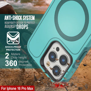 Funda PunkCase para iPhone 16 Pro Max, [Serie Spartan 2.0], transparente, resistente y duradera, con protector de pantalla incorporado [azul]