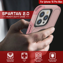 Cargar imagen en el visor de la galería, Funda PunkCase para iPhone 16 Pro Max, [Serie Spartan 2.0], transparente, resistente y duradera, con protector de pantalla incorporado [rosa]
