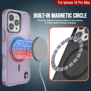 Funda PunkCase para iPhone 16 Pro Max, [Serie Spartan 2.0], transparente, resistente y duradera, con protector de pantalla incorporado [lila]