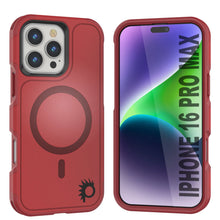 Cargar imagen en el visor de la galería, Funda PunkCase para iPhone 16 Pro Max, [Serie Spartan 2.0], transparente, resistente y duradera, con protector de pantalla incorporado [rojo]
