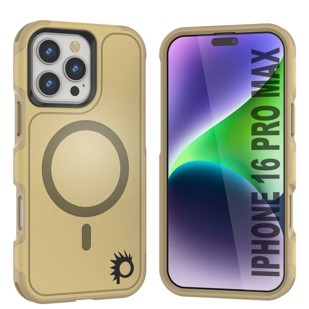 Funda PunkCase para iPhone 16 Pro Max, [Serie Spartan 2.0], transparente, resistente y duradera, con protector de pantalla incorporado [amarillo]