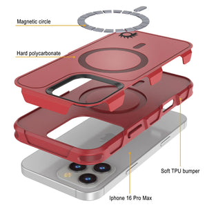 Funda PunkCase para iPhone 16 Pro Max, [Serie Spartan 2.0], transparente, resistente y duradera, con protector de pantalla incorporado [rojo]