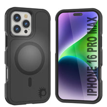 Cargar imagen en el visor de la galería, Funda PunkCase para iPhone 16 Pro Max, [Serie Spartan 2.0], transparente, resistente y duradera, con protector de pantalla incorporado [negro]
