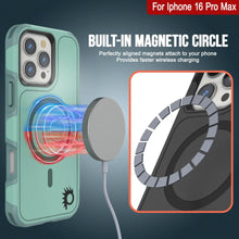 Cargar imagen en el visor de la galería, Funda PunkCase para iPhone 16 Pro Max, [Serie Spartan 2.0], transparente, resistente y duradera, con protector de pantalla incorporado [verde azulado]
