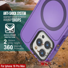Cargar imagen en el visor de la galería, Funda PunkCase para iPhone 16 Pro Max, [Serie Spartan 2.0], transparente, resistente y duradera, con protector de pantalla incorporado [morado]
