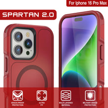 Cargar imagen en el visor de la galería, Funda PunkCase para iPhone 16 Pro Max, [Serie Spartan 2.0], transparente, resistente y duradera, con protector de pantalla incorporado [rojo]
