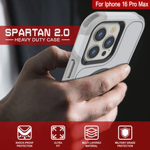 Cargar imagen en el visor de la galería, Funda PunkCase para iPhone 16 Pro Max, [Serie Spartan 2.0], transparente, resistente y duradera, con protector de pantalla incorporado [blanco]
