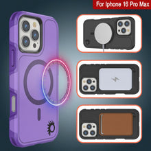 Cargar imagen en el visor de la galería, Funda PunkCase para iPhone 16 Pro Max, [Serie Spartan 2.0], transparente, resistente y duradera, con protector de pantalla incorporado [morado]
