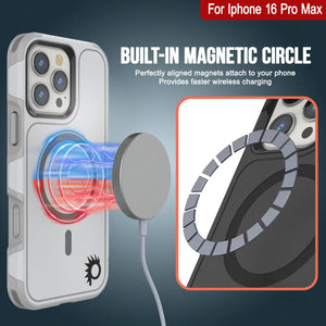 Funda PunkCase para iPhone 16 Pro Max, [Serie Spartan 2.0], transparente, resistente y duradera, con protector de pantalla incorporado [blanco]