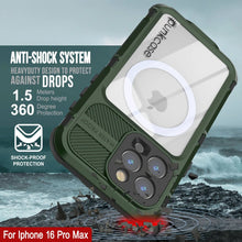 Cargar imagen en el visor de la galería, Funda impermeable de aluminio Metal Extreme 2.0 Series para iPhone 16 Pro Max con protección IP68 y protector de pantalla incorporado [verde oscuro]

