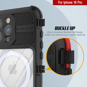 Estuche impermeable de aluminio Metal Extreme 2.0 Series para iPhone 16 Pro con protección IP68 y protector de pantalla incorporado [negro]