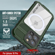 Load image into Gallery viewer, Estuche impermeable de aluminio Metal Extreme 2.0 Series para iPhone 16 Pro con protección IP68 y protector de pantalla incorporado [verde oscuro]
