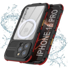 Cargar imagen en el visor de la galería, Estuche impermeable de aluminio Metal Extreme 2.0 Series para iPhone 16 Pro con protección IP68 y protector de pantalla incorporado [negro y rojo]
