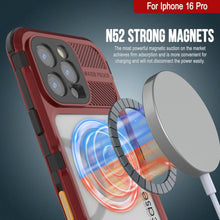 Cargar imagen en el visor de la galería, Estuche impermeable de aluminio Metal Extreme 2.0 Series para iPhone 16 Pro con protección IP68 y protector de pantalla incorporado [rojo y negro]
