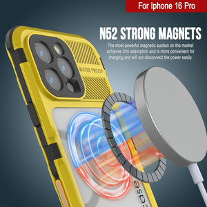 Estuche impermeable de aluminio Metal Extreme 2.0 Series para iPhone 16 Pro con protección IP68 y protector de pantalla incorporado [amarillo]