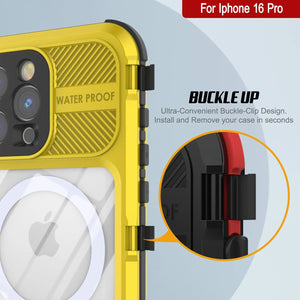 Estuche impermeable de aluminio Metal Extreme 2.0 Series para iPhone 16 Pro con protección IP68 y protector de pantalla incorporado [amarillo]