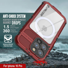 Cargar imagen en el visor de la galería, Estuche impermeable de aluminio Metal Extreme 2.0 Series para iPhone 16 Pro con protección IP68 y protector de pantalla incorporado [rojo y negro]
