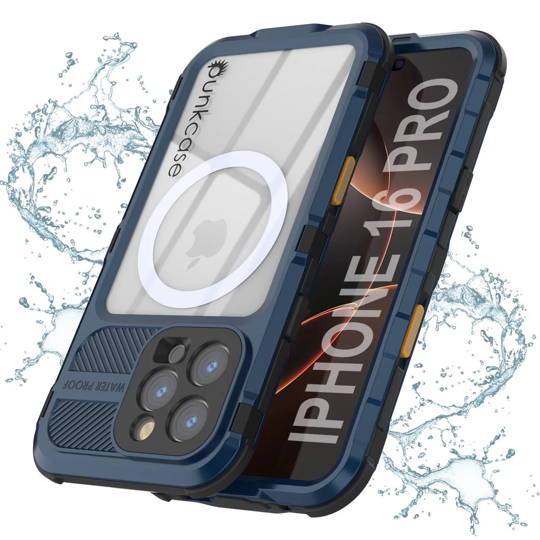Estuche impermeable de aluminio Metal Extreme 2.0 Series para iPhone 16 Pro con protección IP68 y protector de pantalla incorporado [azul]